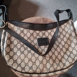 Gucci blue diamante coated canvas bag